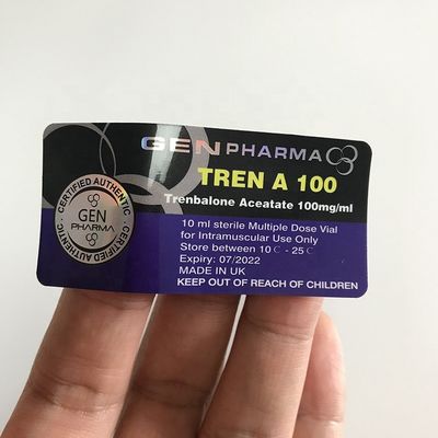 autocollant olographe stéroïde de 25x60mm Vial Labels Anti Fake Silver