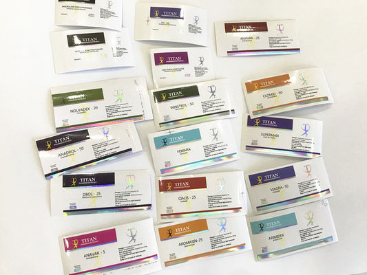 Les labels auto-adhésifs rouges de bouteille de pilule de largeur de 75mm huilent rectangulaire résistant