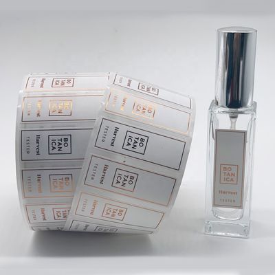 la bouteille de parfum de largeur de 8cm a personnalisé des autocollants de feuille d'or avec l'impression UV de tache