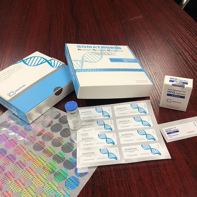 Boîtes recyclables d'hormone de Vial Labels For Human Growth en verre d'aluminium argenté de 40x18mm